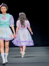 Load image into Gallery viewer, SALE Iridescent lavender hearts swish midi skirt - Lovely Dreamhouse sample size L