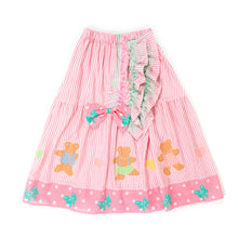 Load image into Gallery viewer, SALE Teddy bears and stripes ruffle maxi skirt - Lovely Dreamhouse sample - size small/medium