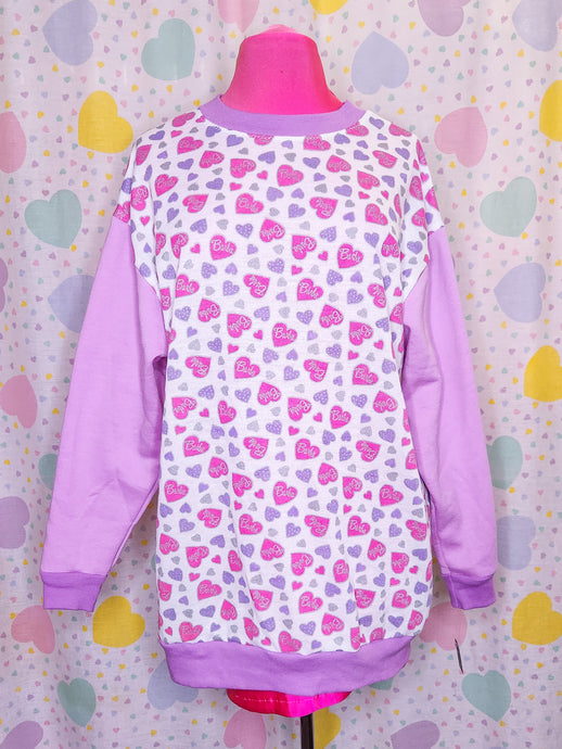 SALE 90's doll heart colorblocked sweatshirt, spank fairy kei size XL