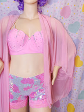 Load image into Gallery viewer, Pink cow print holographic hotpants, sizes XL 4X