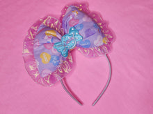 Load image into Gallery viewer, Lavender candy hearts lovecore sweet lolita fairy kei puffy bow headband