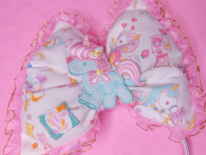 Unicorn shopping fairy kei puffy bow headband