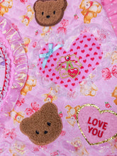 Load image into Gallery viewer, Pink teddy bear lovecore quilted ruffle tote bag