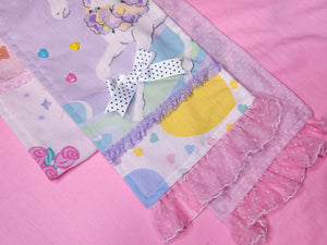 Long patchwork pastel scarf, fairy spank kei