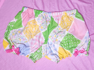 Retro pastel faux patchwork kitsch bloomers, size 2X