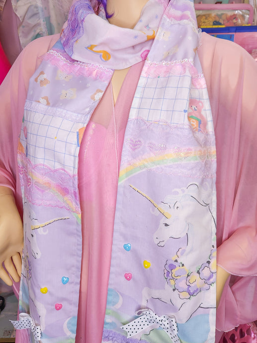 Long patchwork pastel scarf, fairy spank kei