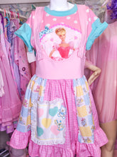 Load image into Gallery viewer, Pink grid patchwork retro fairy spank kei jumper skirt, size S