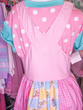 Load image into Gallery viewer, Pink grid patchwork retro fairy spank kei jumper skirt, size S