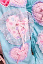 Load image into Gallery viewer, Blue lovecore heart quilted applique ruffle pants, size XL
