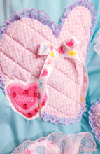 Load image into Gallery viewer, Blue lovecore heart quilted applique ruffle pants, size XL
