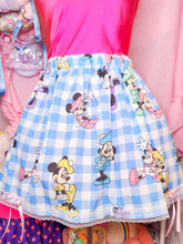 Load image into Gallery viewer, Minnie mouse blue gingham check upcycled plus size skirt 4X