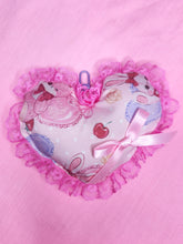 Load image into Gallery viewer, Lolita bunny plush heart key chain trinket, Hime gyaru bag charm