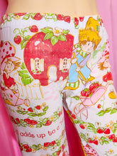 Load image into Gallery viewer, Capri pants with cartoon characters and strawberry pattern.