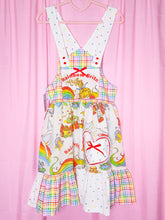 Load image into Gallery viewer, Rainbow Brite jumper skirt, 80's fairy spank kei heart gingham size Small