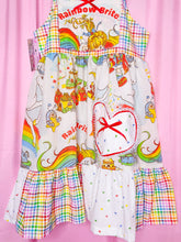 Load image into Gallery viewer, Rainbow Brite jumper skirt, 80's fairy spank kei heart gingham size Small
