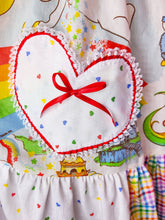 Load image into Gallery viewer, Rainbow Brite jumper skirt, 80's fairy spank kei heart gingham size Small