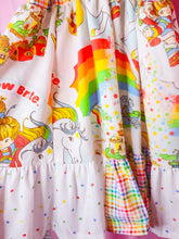 Load image into Gallery viewer, Rainbow Brite jumper skirt, 80's fairy spank kei heart gingham size Small