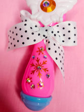 Load image into Gallery viewer, Pink magical girl moon wand bag charm key chain trinket, light-up decora rave