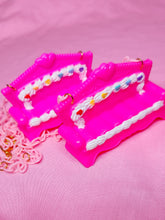 Load image into Gallery viewer, Pink frosted couch necklace, fairy spank kei decora, valentine lovecore