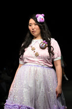 Load image into Gallery viewer, SALE Iridescent lavender hearts swish midi skirt - Lovely Dreamhouse sample size L