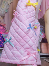 Load image into Gallery viewer, Quilted pink gingham legwarmers, fairy spank kei, pastel ribbon bow