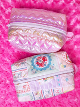 Load image into Gallery viewer, Retro showa patchwork quilted cosmetic bag, Swimmer zipper pouch