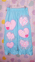 Load image into Gallery viewer, Blue lovecore heart quilted applique ruffle pants, size XL