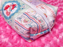 Load image into Gallery viewer, Retro showa patchwork quilted cosmetic bag, Swimmer zipper pouch