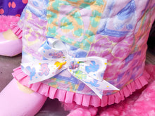 Load image into Gallery viewer, Retro 90's pastel patchwork quilted leg warmers, fairy spank kei teddy bear