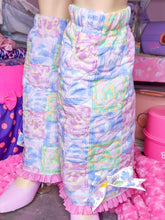 Load image into Gallery viewer, Retro 90's pastel patchwork quilted leg warmers, fairy spank kei teddy bear