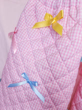 Load image into Gallery viewer, Quilted pink gingham legwarmers, fairy spank kei, pastel ribbon bow