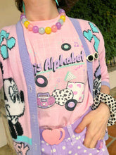 Load image into Gallery viewer, Pastel outfit with 90's Barbie boombox Miss Alphabet logo t-shirt