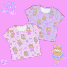 Load image into Gallery viewer, pink and purple ballerina bear crop tops