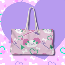 Load image into Gallery viewer, pink tote bag with dog print and 90s motif
