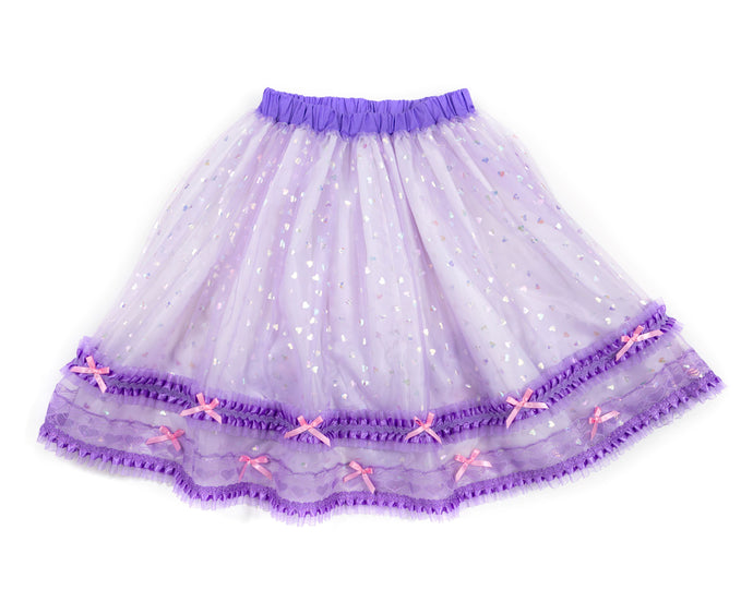 Iridescent lavender hearts swish midi skirt - Lovely Dreamhouse - Made to order