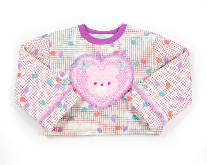 Quilted balloon grid teddy bear pullover - Lovely Dreamhouse - Made to order