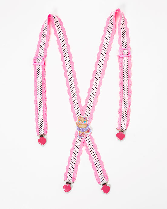 Hot pink/polka dot suspenders - Lovely Dreamhouse - Made to order