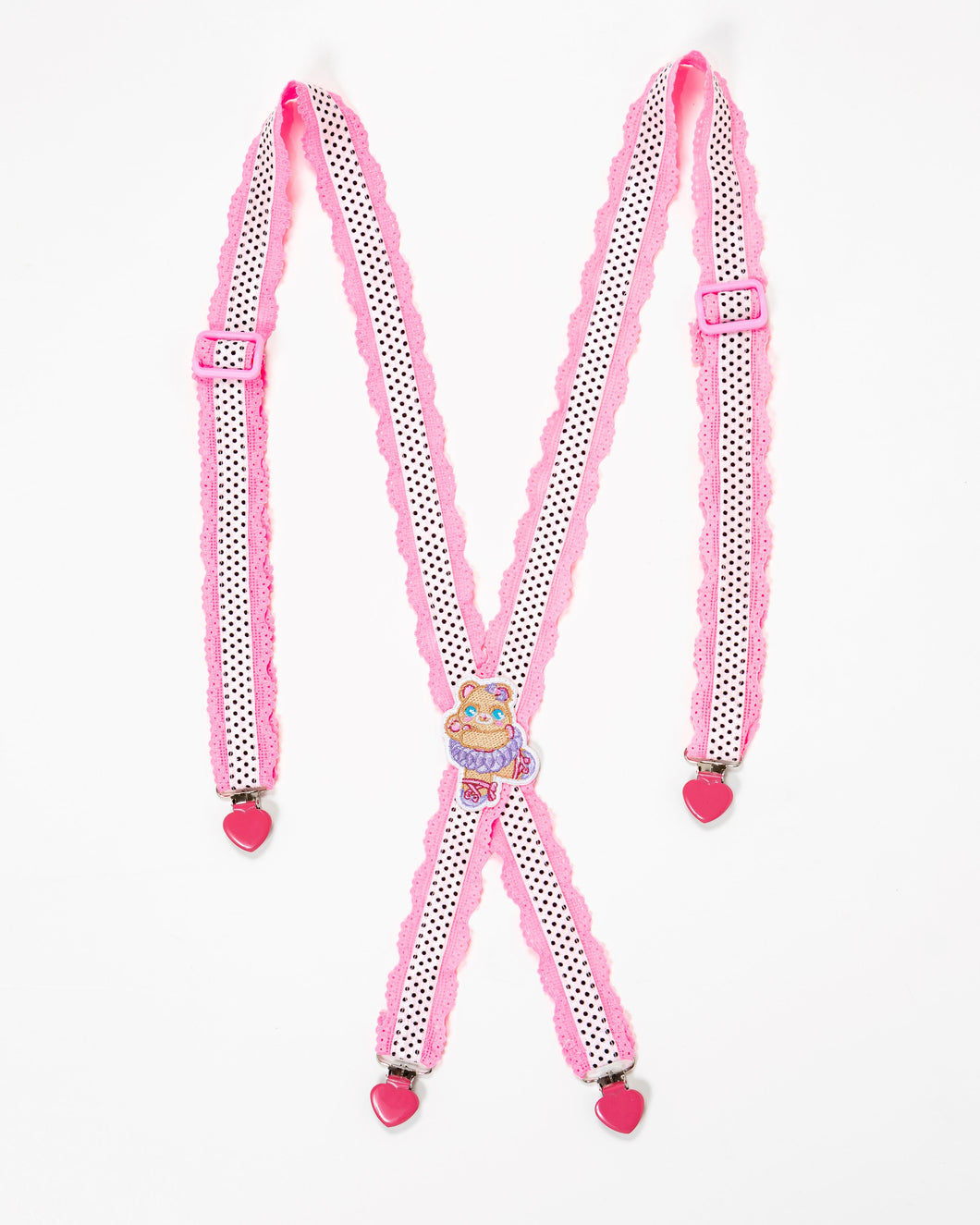 Hot pink/polka dot suspenders - Lovely Dreamhouse - Made to order
