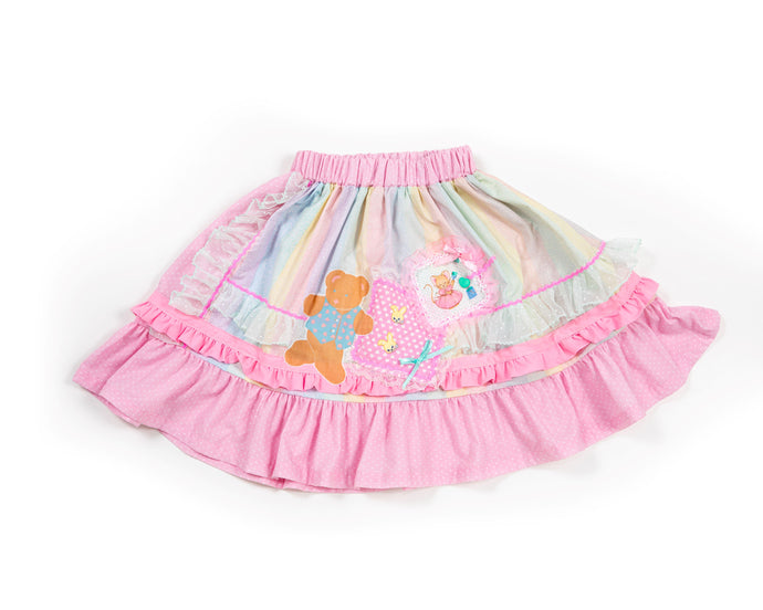 Pastel collage ruffle skirt - Lovely Dreamhouse sample - Size small/medium