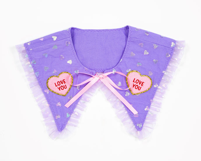 Lavender iridescent heart collar - Lovely Dreamhouse - Made to order