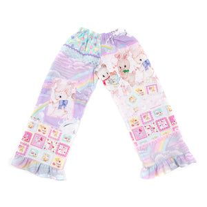 Pastel rainbow patchwork pants, fairy spank kei size S