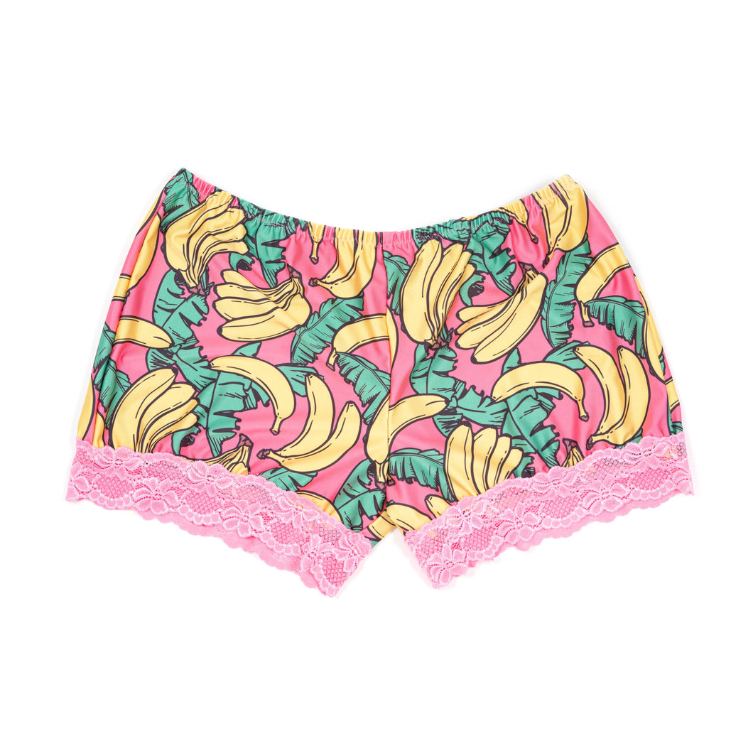 Pink banana print hotpants, size XL 2X