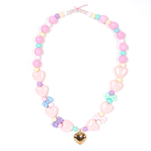 Load image into Gallery viewer, Beaded heart necklace, kawaii heart bow fairy spank kei maximalist jewelry