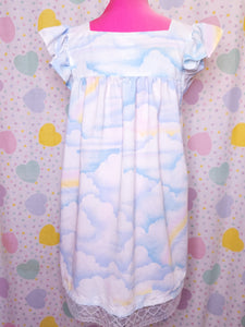 Pastel blue rainbow fairy kei nightie dress, size XL