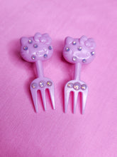 Load image into Gallery viewer, Pink kitty fork bling stud earrings