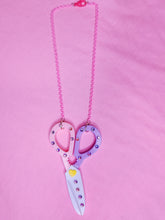 Load image into Gallery viewer, Pink scissors chunky bling maximalist necklace