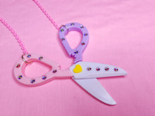 Load image into Gallery viewer, Pink scissors chunky bling maximalist necklace