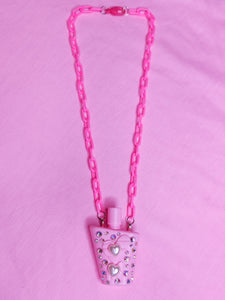 Pink perfume chunky bling maximalist necklace