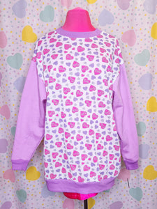 90's doll heart colorblocked sweatshirt, spank fairy kei size XL