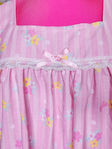 90's doll pink stripes and flowers cottagecore nightie dress, size XL
